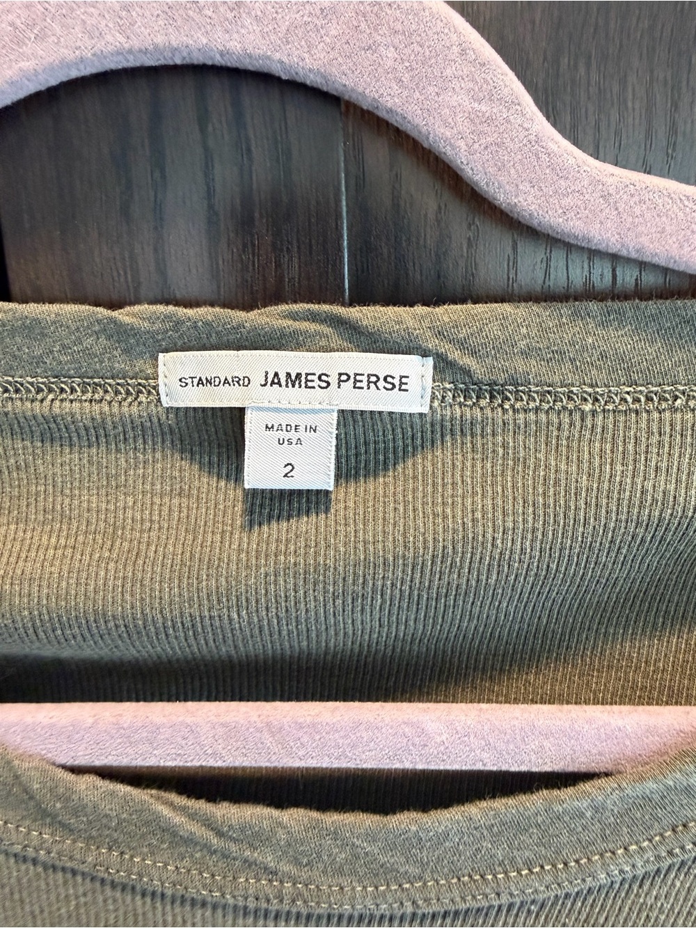 Standard James Perse Scoop neck olive green ribbed top size 2 100% cotton - Picture 3 of 10